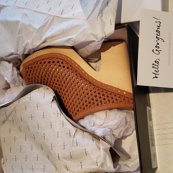 Dolce Vita New BROOKS Clog Woven Leather Platform Mules Shoe NIB Nude Tan Womens - Picture 9 of 16